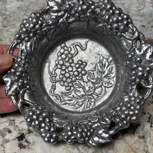 Ornate Silver Grape Motif Decorative Bowl